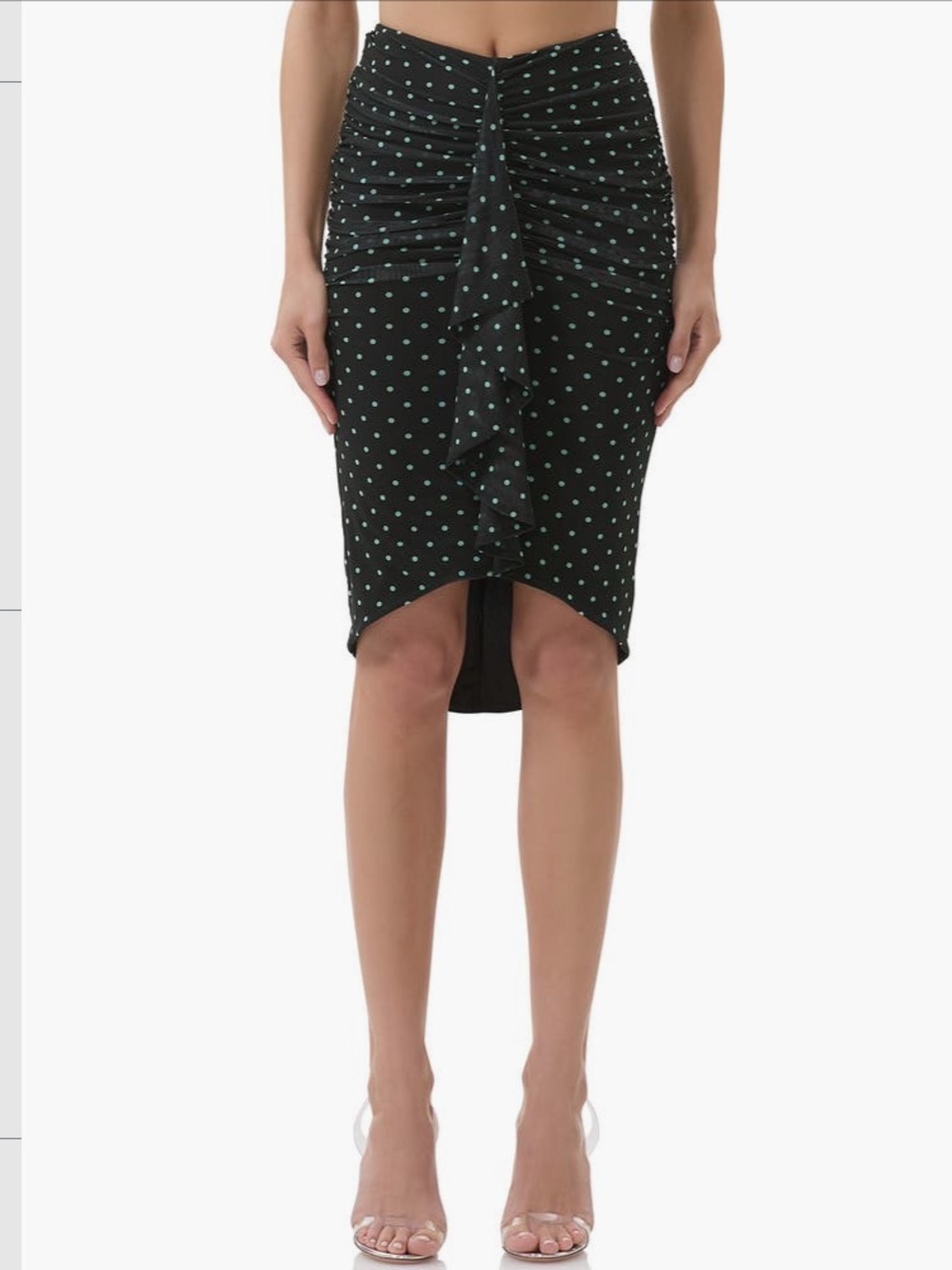 AFRM Newton Ruched Ruffle Mesh Skirt